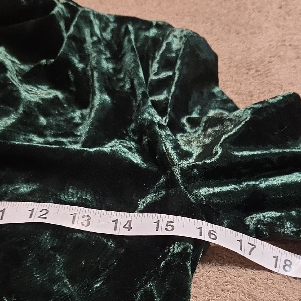 DR2 NWT Zara Emerald Green Side Zip Draped Dress Sz Sm Velvet Ruched Sleeve - Picture 9 of 13